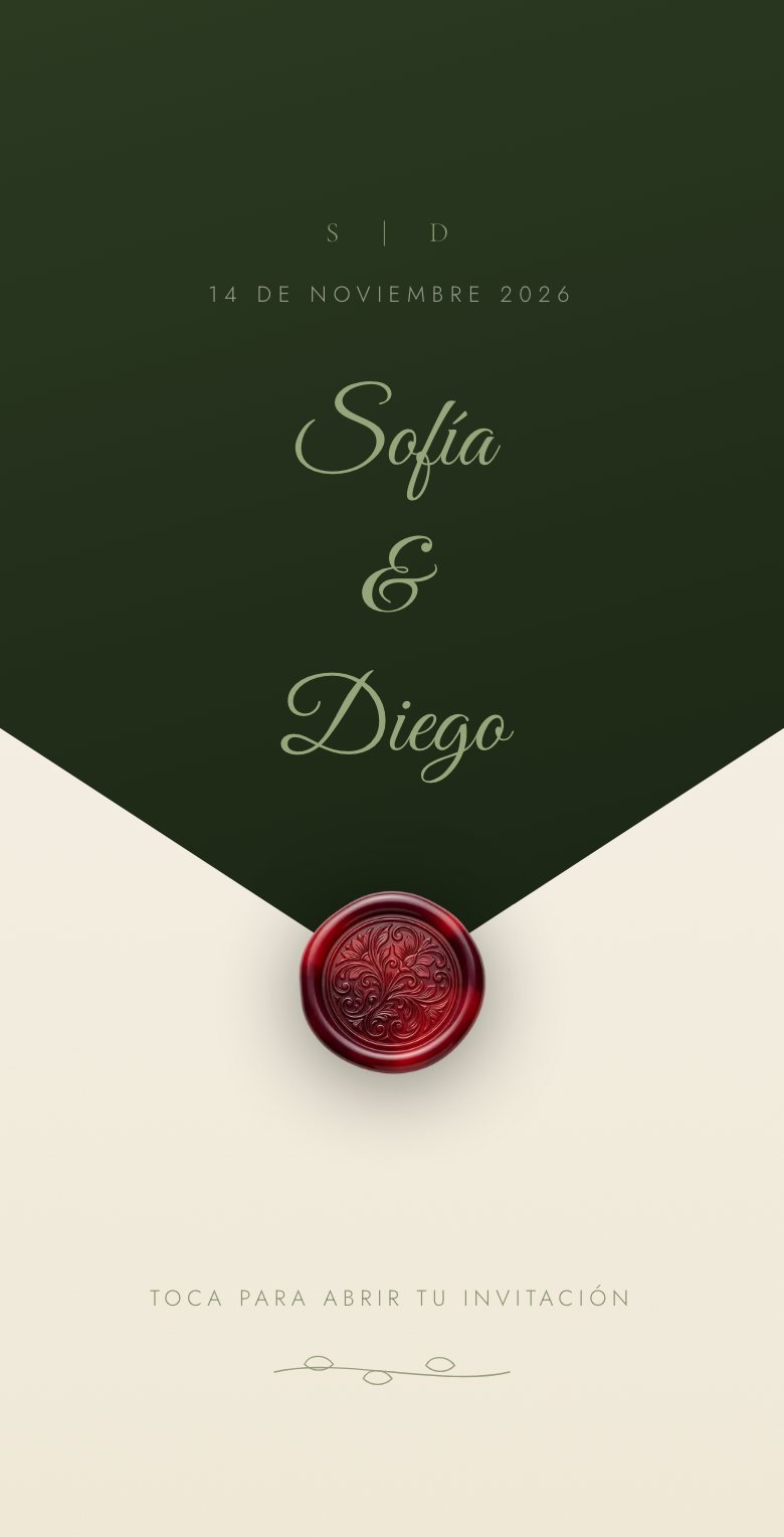 Invitación de boda estilo Elegante verde — portada