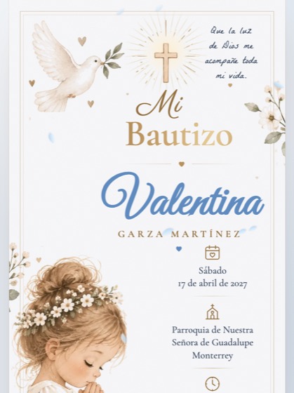 Invitación de bautizo estilo Acuarela — portada