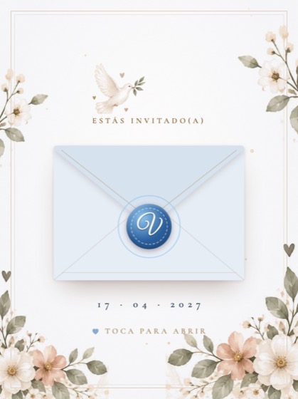 Invitación de bautizo estilo Acuarela — sobre