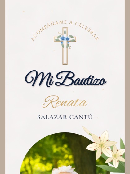 Invitación de bautizo estilo Orquídea — portada