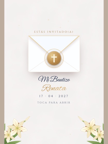 Invitación de bautizo estilo Orquídea — sobre
