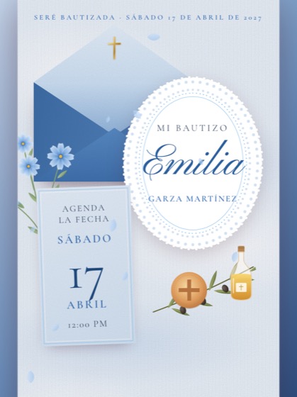 Invitación de bautizo estilo Sello — portada