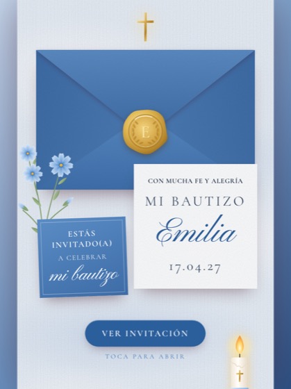 Invitación de bautizo estilo Sello — sobre