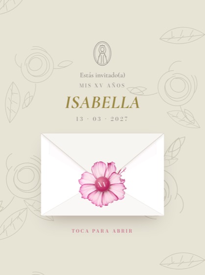 Invitación de XV estilo Flor moño — sobre